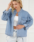 Snap Down Long Sleeve Denim Top