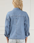 Snap Down Long Sleeve Denim Top