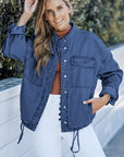 Snap Down Long Sleeve Denim Top