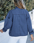 Snap Down Long Sleeve Denim Top