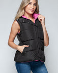 Snobbish Snap and Zip Closure Hooded Vest