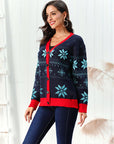 Snowflake Pattern Button Down Cardigan