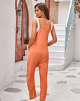 Gray Spaghetti Strap Jumpsuit with Pockets