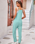 Gray Spaghetti Strap Jumpsuit with Pockets