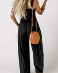 Black Square Neck Cropped Tank Top and Long Pants Set