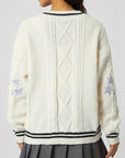 Star Embroidered V-Neck Long Sleeve Cardigan