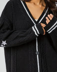 Star Embroidered V-Neck Long Sleeve Cardigan