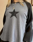 Star Round Neck Raglan Sleeve Top