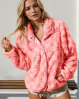 Double Take Checkered Long Sleeve Fuzzy Jacket