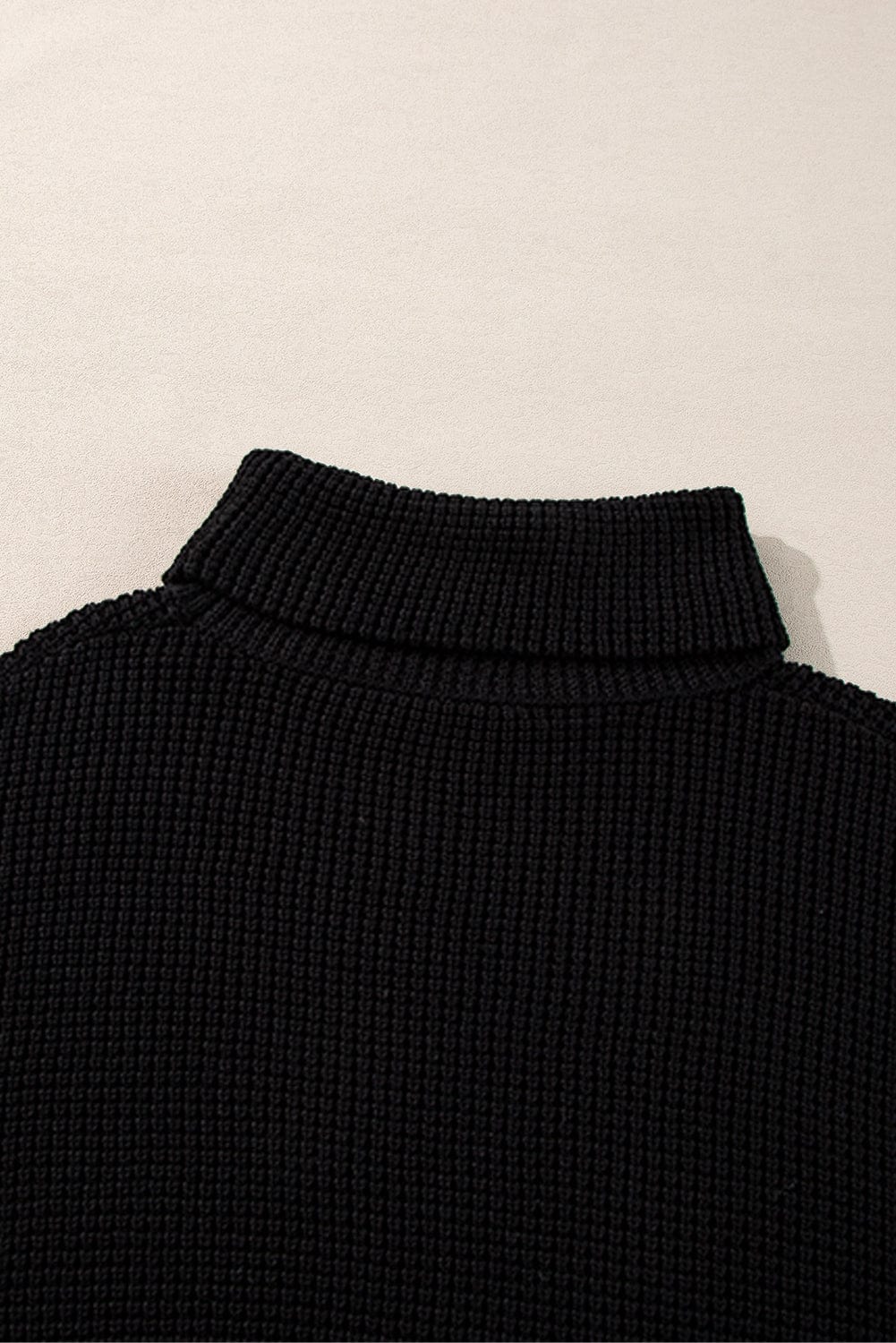 Striped &amp; Checkered Turtleneck Dropped Shoulder Sweater