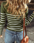 Striped Contrast Long Sleeve Knit Top