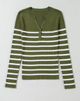 Striped Contrast Long Sleeve Knit Top