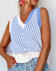 Striped Contrast V-Neck Sweater Vest