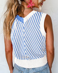 Striped Contrast V-Neck Sweater Vest