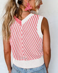 Striped Contrast V-Neck Sweater Vest