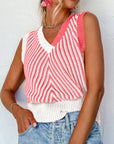 Striped Contrast V-Neck Sweater Vest