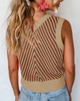 Striped Contrast V-Neck Sweater Vest