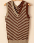 Striped Contrast V-Neck Sweater Vest