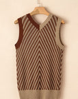 Striped Contrast V-Neck Sweater Vest