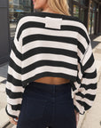 Striped Dropped Shoulder Long Sleeve Sweater