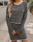 Striped Long Sleeve Top and Skirt Set