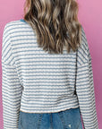 Striped Round Neck Dropped Shoulder Long Sleeve Top