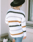 Striped Round Neck Dropped Shoulder Sweater