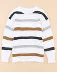 Striped Round Neck Dropped Shoulder Sweater