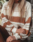 Striped Round Neck Dropped Shoulder Sweater