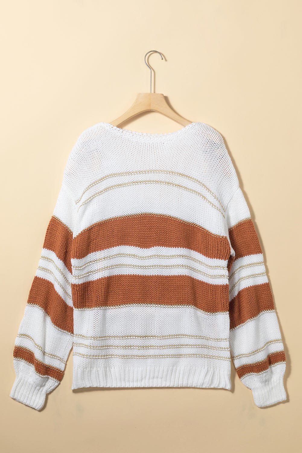 Striped Round Neck Dropped Shoulder Sweater