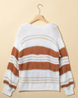 Striped Round Neck Dropped Shoulder Sweater