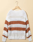 Striped Round Neck Dropped Shoulder Sweater