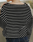 Striped Round Neck Dropped Shoulder Top