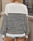 Striped Round Neck Long Sleeve Sweater