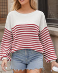 Striped Round Neck Long Sleeve Sweater