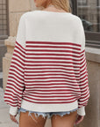 Striped Round Neck Long Sleeve Sweater