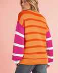 Striped Round Neck Long Sleeve Sweater