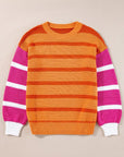 Striped Round Neck Long Sleeve Sweater