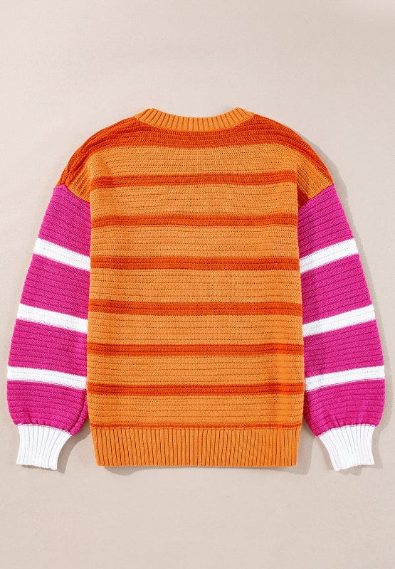 Striped Round Neck Long Sleeve Sweater