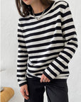 Striped Round Neck Long Sleeve Sweater