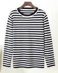 Striped Round Neck Long Sleeve Sweater