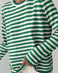 Striped Round Neck Long Sleeve Sweater