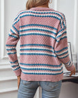 Striped Round Neck Long Sleeve Sweater