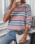 Striped Round Neck Long Sleeve Sweater