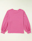 Striped Round Neck Long Sleeve Sweatshirt