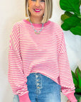 Striped Round Neck Long Sleeve Sweatshirt