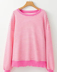 Striped Round Neck Long Sleeve Sweatshirt