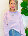 Striped Round Neck Long Sleeve Sweatshirt