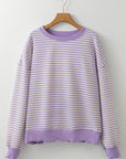 Striped Round Neck Long Sleeve Sweatshirt