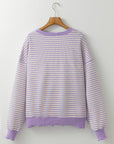 Striped Round Neck Long Sleeve Sweatshirt